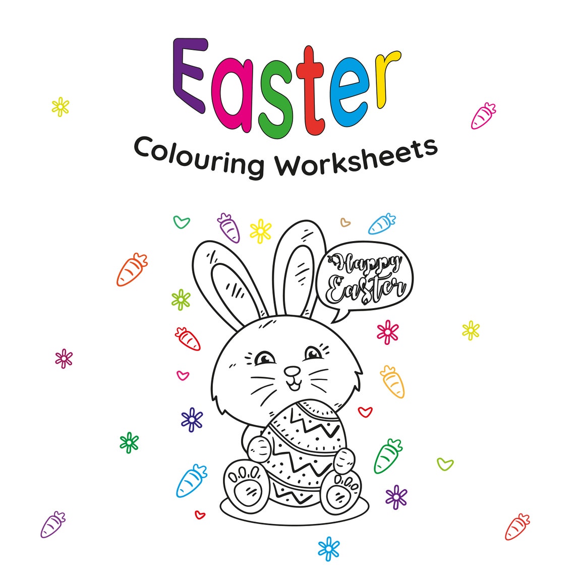 Easter Colouring in Activity Worksheets - 20 Pages, Instant Download - Etsy