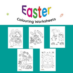 Easter Colouring In Activity Worksheets - 20 Pages, Instant Download