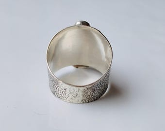 ピンクオパール＆ムーンストーンリング：ハンドメイド925スターリング
