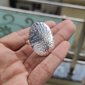 Handmade Hammered 925 Sterling Silver Statement Ring