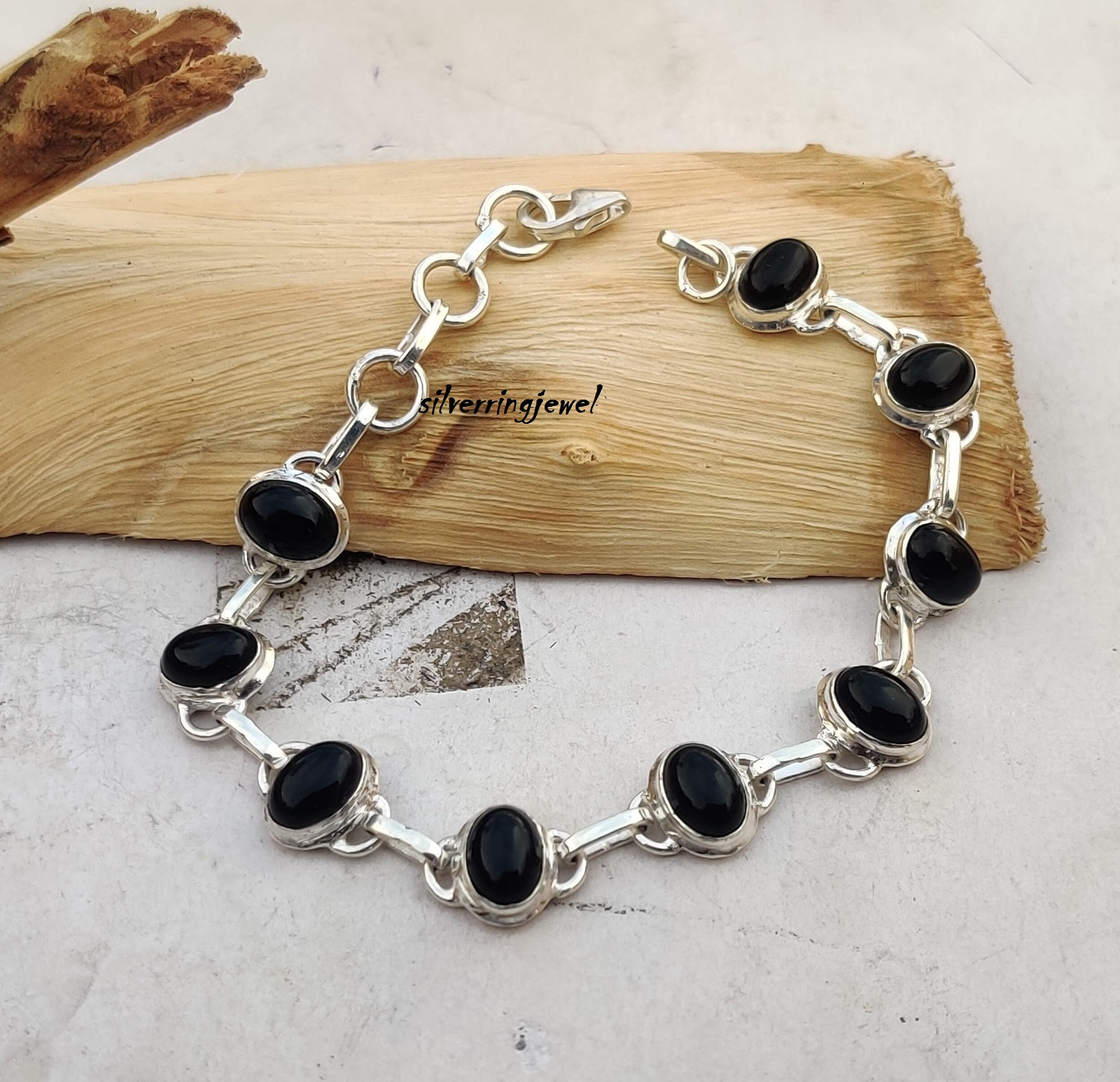 Black Onyx Bracelet: 925 Sterling Silver Gemstone Bracelet - Etsy