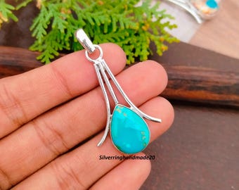 Ciondolo in turchese Mohave fatto a mano: gioielli di design in argento sterling 925