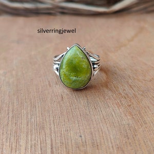 Groene opaal edelsteenring, 925 sterlingzilveren ring, ring peervorm, snelle verzending, stijlvolle ring, designerring, topkwaliteit, gratis verzending