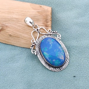 Australian Opal Sterling Silver Pendant: Handmade Gemstone Jewelry
