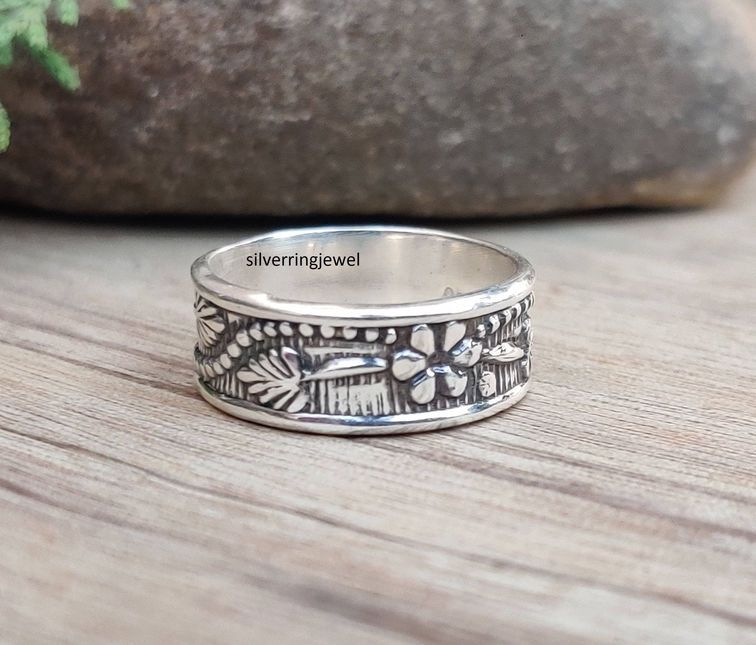 Handmade Floral 925 Sterling Silver Band Ring: Indian Jewelry