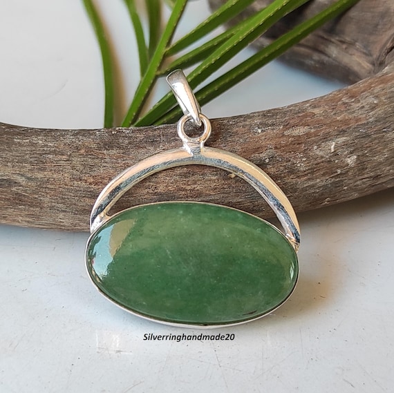 スワロフスキー✳️廃盤 boali antique green シルバー925 Handmade Green Jade Pendant: 925 Sterling Silver Gemstone - Etsy