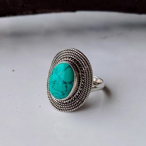 Handmade Turquoise Ring: 925 Sterling Silver Band Ring
