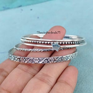 Sterling Silver Stacking Bangles Set: Handmade Designer Jewelry