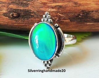 Handmade Mood Ring, 925 Sterling Silver, Gemstone Unique Jewelry