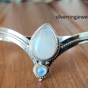 Rainbow Moonstone Bangle: 925 Sterling Silver Designer Bangle