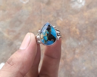 Natürliche Cavansit 925 Sterling Silber Ring - Handgemachter Edelstein Bandring