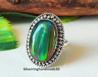 Mood Gemstone Ring, 925 Sterling Silver, Handmade Women Jewelry