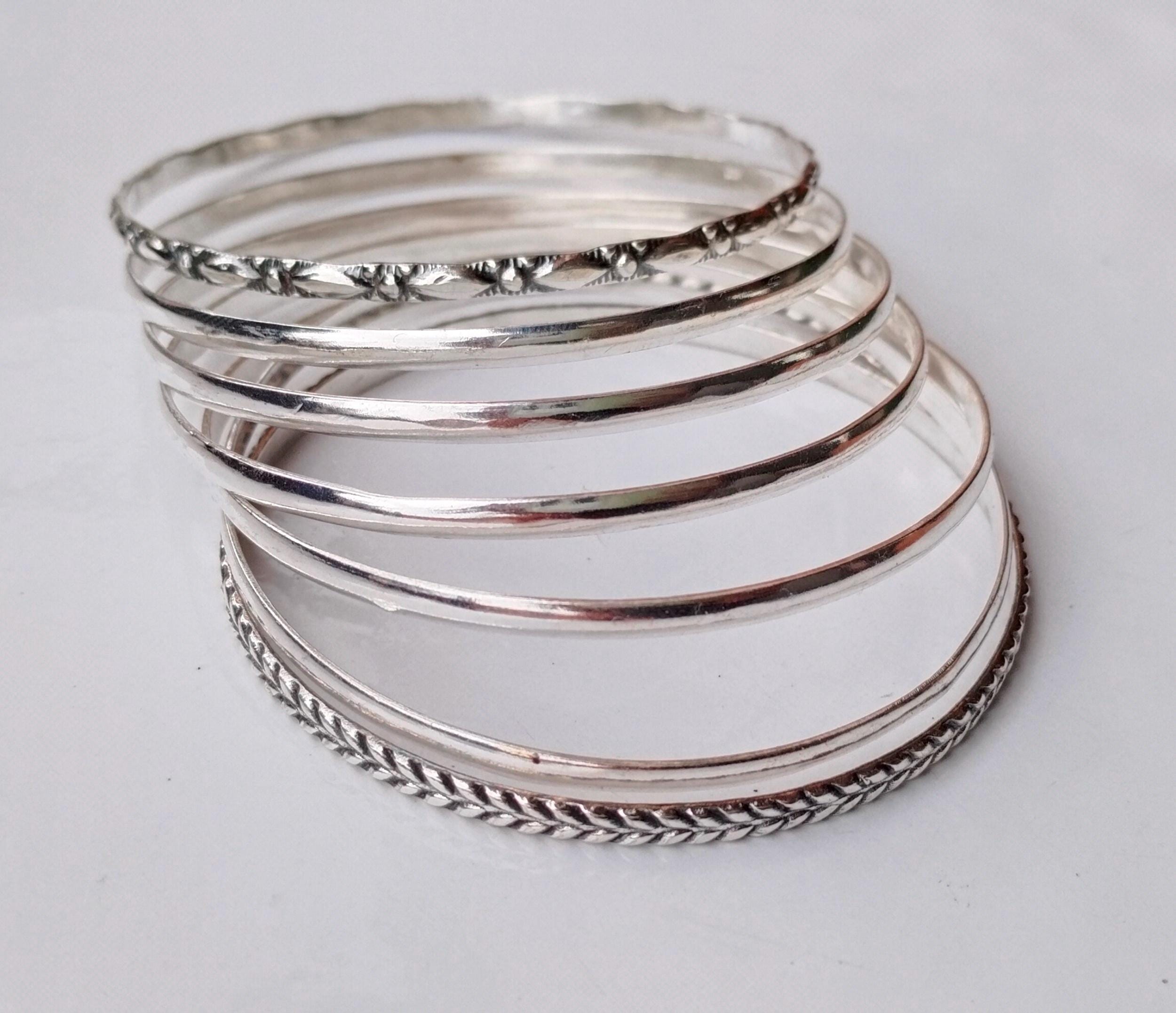 Handmade Sterling Silver Bangle Set: Designer Stackable Bangles - Etsy