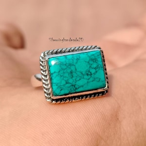 Handmade Turquoise Ring: 925 Sterling Silver Band Ring