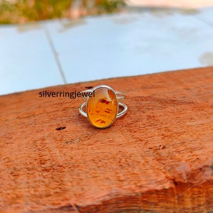 Natural Baltic Amber Ring: Oval 925 Sterling Silver Jewelry
