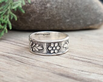 アクセサリー vintage silver 925 design ring Vintage HK 925 Signed Solid Sterling Silver Etched Design