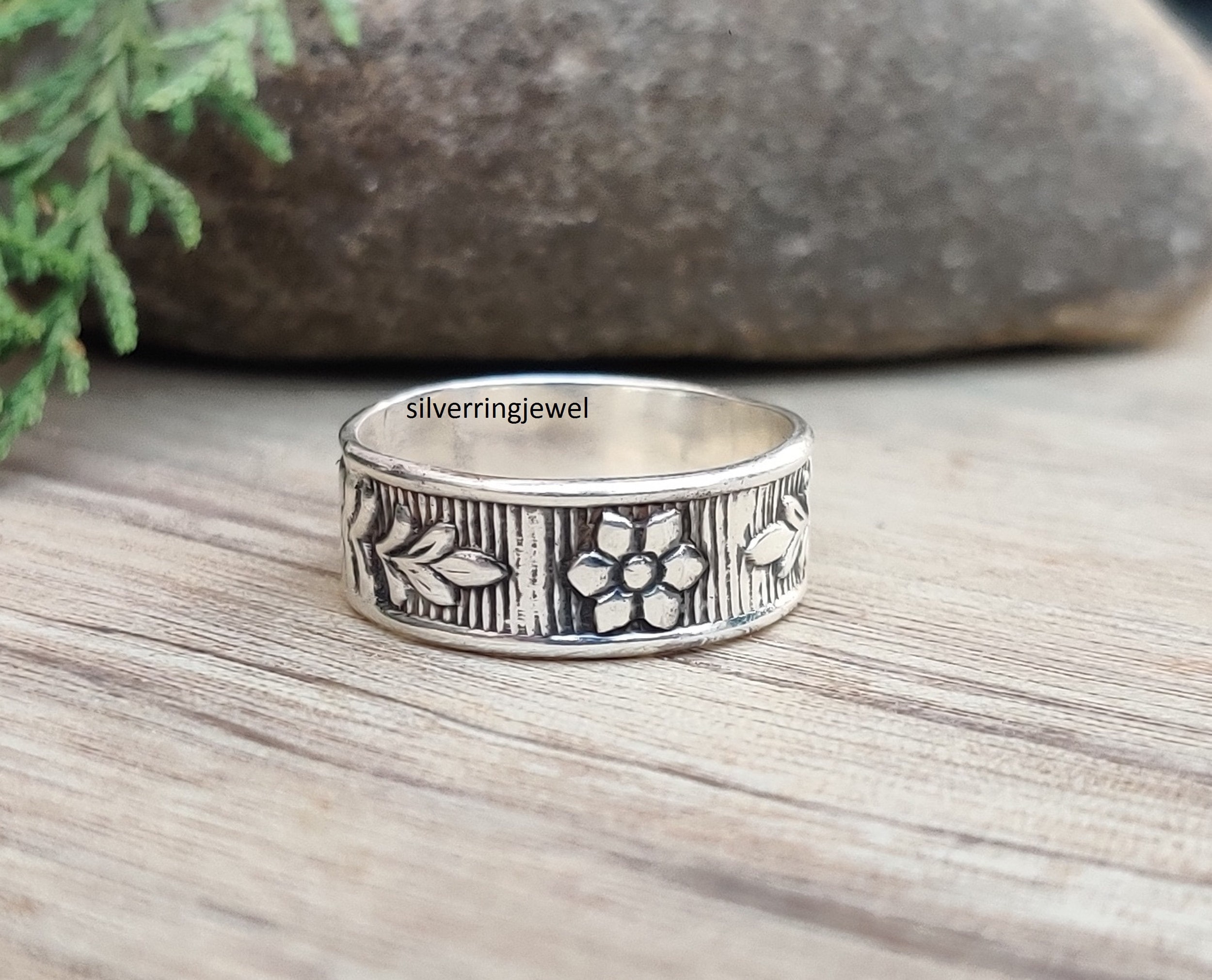 925 Sterling Silver Swirl Design Wide Ring Size 8.5 - Etsy
