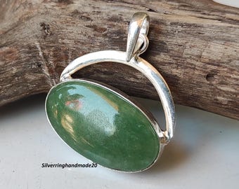 Handmade Green Jade Pendant: 925 Sterling Silver Gemstone - Etsy