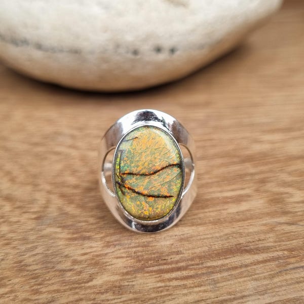 Handmade Monarch Opal Ring: 925 Sterling Silver Band