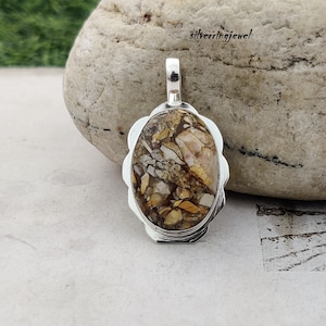 Handmade Brecciated Mookaite 925 Sterling Silver Boho Pendant