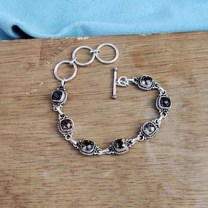 Smoky Quartz Bracelet: Handmade 925 Sterling Silver Gemstone Bracelet