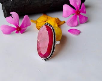 Handmade Ruby Band Ring: 925 Sterling Silver Designer Ring