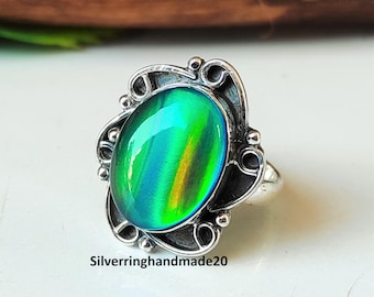 Handmade Mood Ring, Gemstone Jewelry, Gifts For Mom, 925 Sterling Silver
