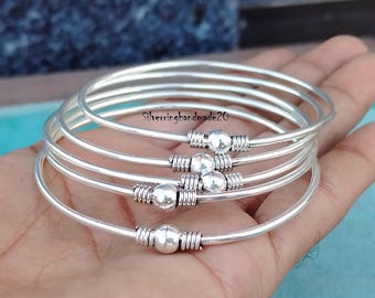 Handmade Sterling Silver Stackable Bangles - Set of 5