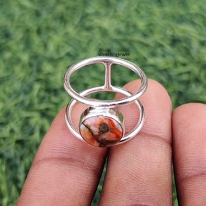 Oyster koperen turkoois ring, ronde ring, 925 sterlingzilver, handgemaakte sieraden, snelle verzending, stijlvolle ring, huwelijkscadeau, cadeauartikel