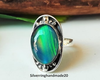 Stunning Mood Gemstone Ring, 925 Sterling Silver, Handmade Jewelry