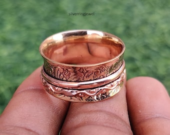 Handmade Pure Copper Spinner Ring: Women&#39;s Meditation Ring