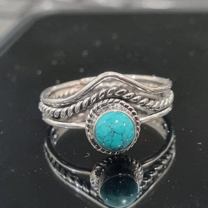 Blue Turquoise Ring, Gemstone Ring, Turquoise Gemstone, 925 Silver Sterling , Turquoise Jewelry, Silver Ring, Handmade Ring, Wedding Ring