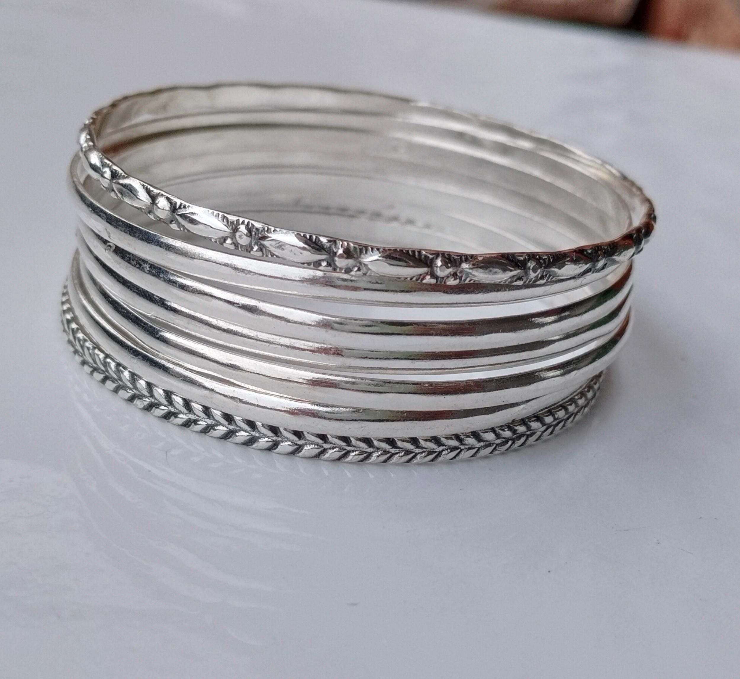 Handmade Sterling Silver Bangle Set: Designer Stackable Bangles - Etsy