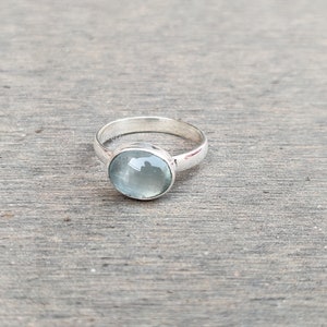 Aquamarine Band Ring: Handmade 925 Sterling Silver, Gift Item