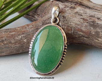 Handmade Green Jade Pendant: 925 Sterling Silver Gemstone - Etsy