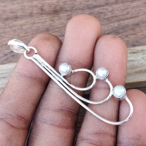 Handmade Sterling Silver Pearl Pendant Necklace