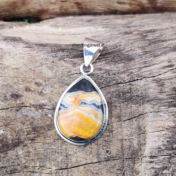 Hand Carved Bumblebee Jasper with Tibetan Silver  Necklace