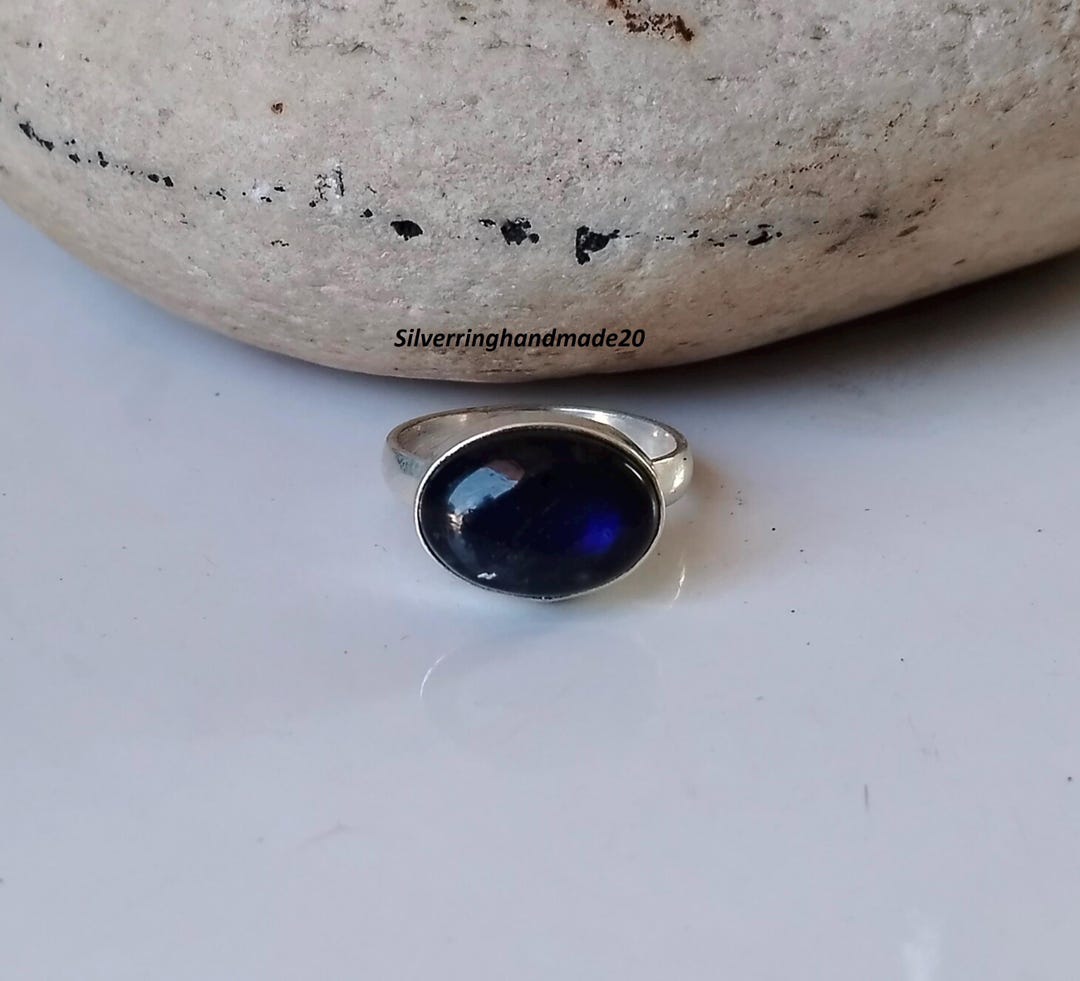 Anello In Labradorite Blu, Anello In Argento Sterling 925, Anello - Foto 12
