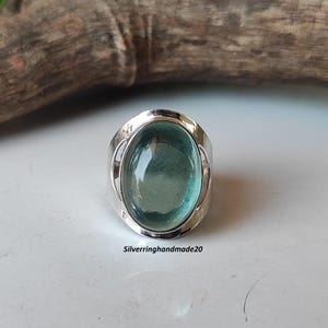 Handmade Aquamarine Ring: 925 Sterling Silver Boho Statement Ring