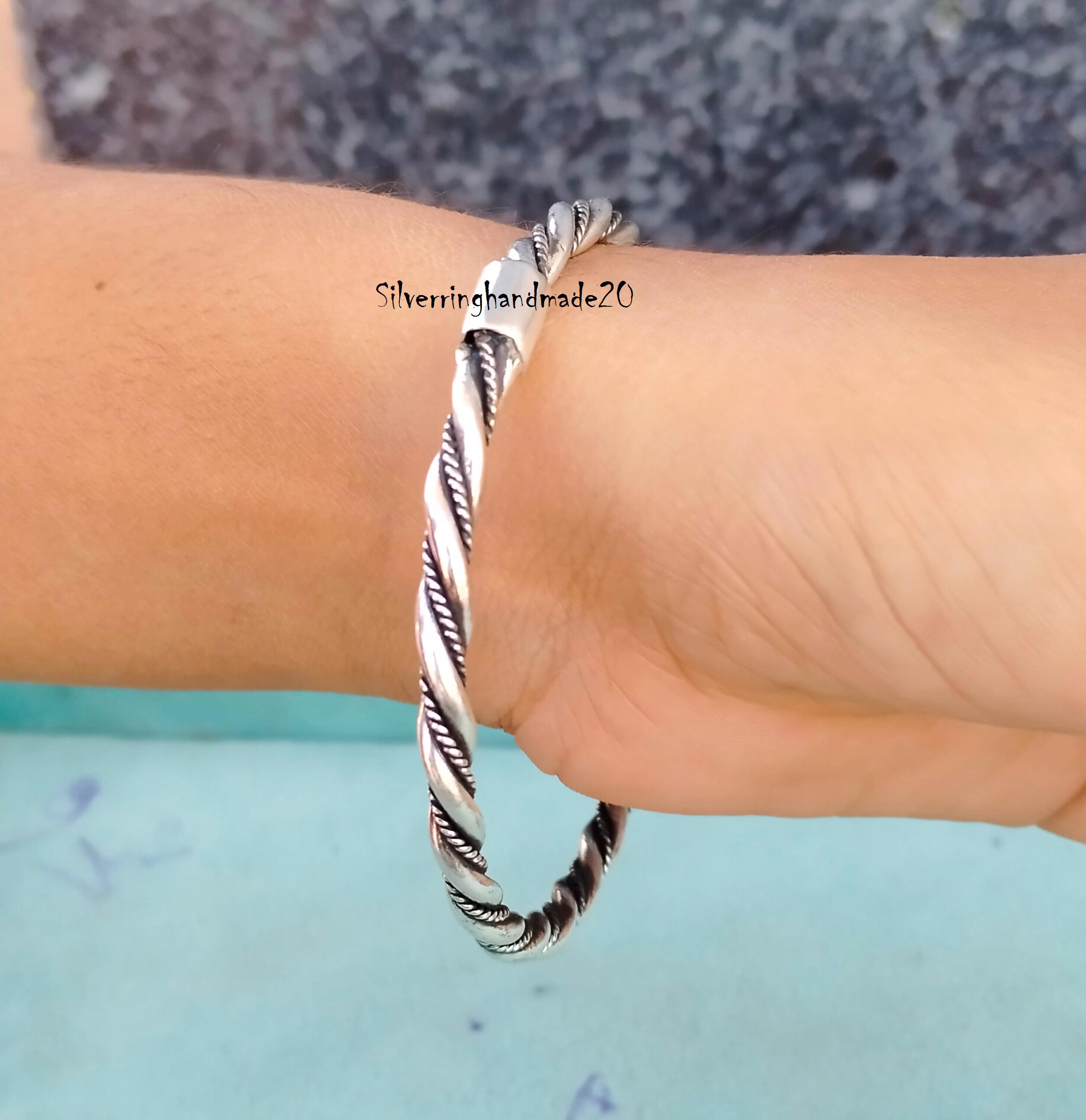 Handmade Twisted Sterling Silver Bangle: Boho Women's Jewelry - Etsy