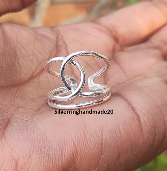 925 Silver Twisted Contemporary [Ring Type]. SKU  925 Sterling Silver Criss Cross Ring Chunky Ring Geometric Ring Twist Ring main image 1
