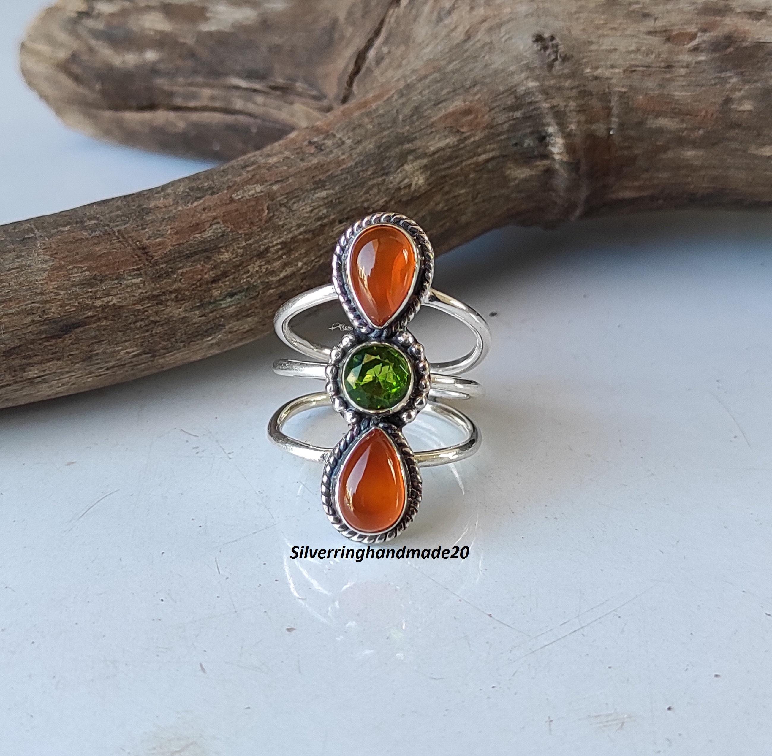 Carnelian Bracelet 925 Silver - Etsy
