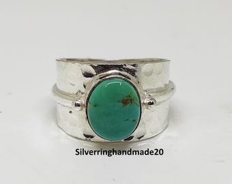 Handmade Mohave Turquoise Gemstone Ring, 925 Sterling Silver, Oval Shape Jewelry