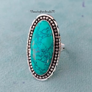 Handmade Turquoise Band Ring: 925 Sterling Silver Gemstone