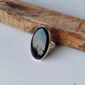 Anillo de ónix negro hecho a mano: banda de plata de ley 925