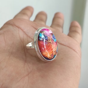 Natural Pink Copper turquoise Ring, 925 Sterling Silver Ring, Gemstone Ring, Handmade Ring, Boho Ring, Beautiful Ring, Gift For Her