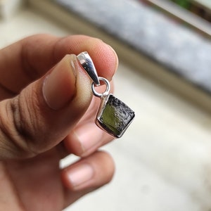 Handmade Moldavite Pendant: 925 Sterling Silver Gemstone Jewelry
