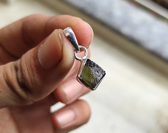 Handmade Moldavite Pendant: 925 Sterling Silver Gemstone Jewelry