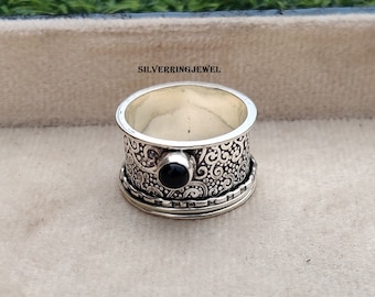 Handmade Black Onyx 925 Sterling Silver Band Ring