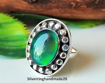 Handmade Mood Gemstone Ring, 925 Sterling Silver, Designer Jewelry